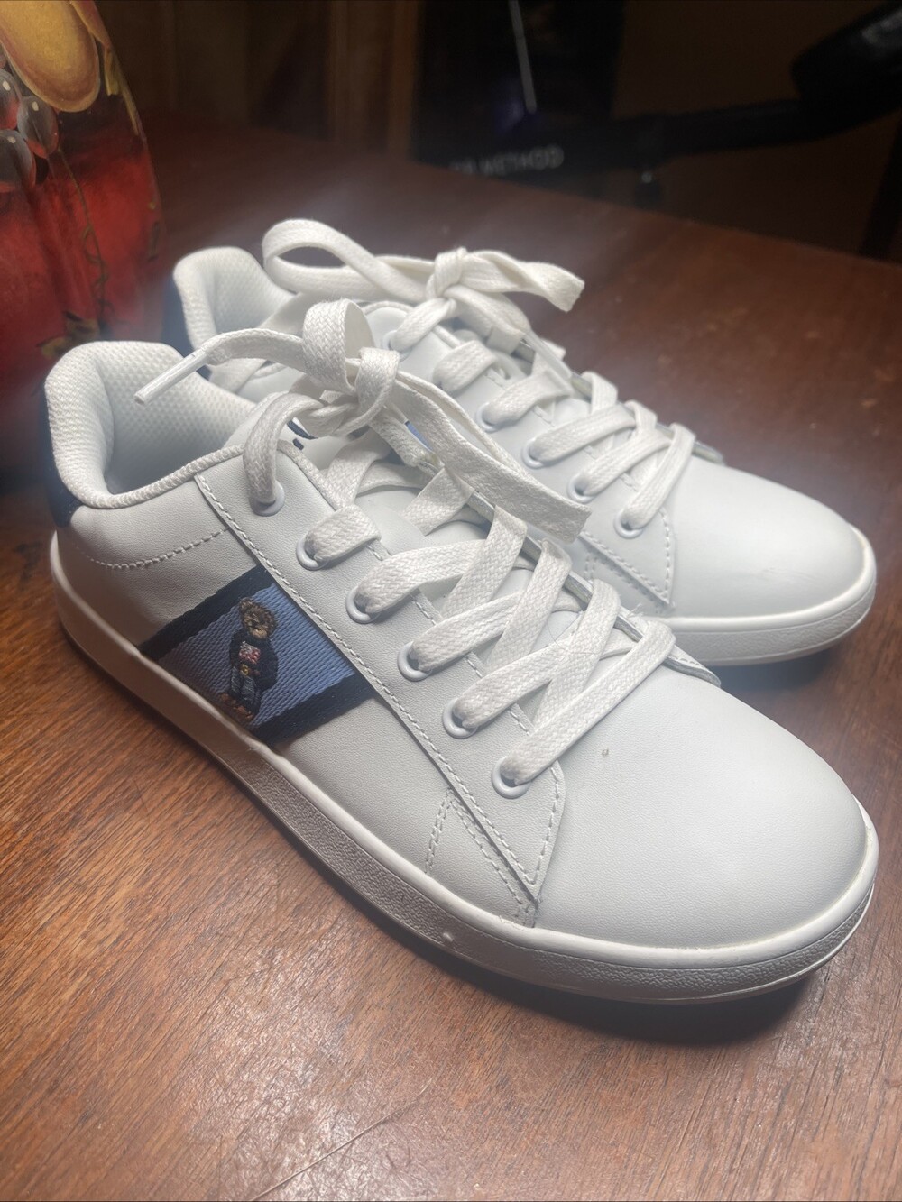 Polo Ralph Lauren Quilton Bear Lace Athletic Shoes US 5 Blue White Rare